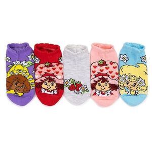 Strawberry Shortcake Girls 5 Pairs No-Shows Socks Multicolor Kids Size 6-8 1/2